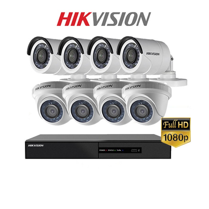 Bộ Camera Quan Sát HIKVISION 8 Kênh 2.0MP FHD 1080P - Trọn bộ 8 mắt 2.0MPX - Đủ Phụ Kiện Lắp Đặt ( HDD 2TB ) - Hàng Chính hãng