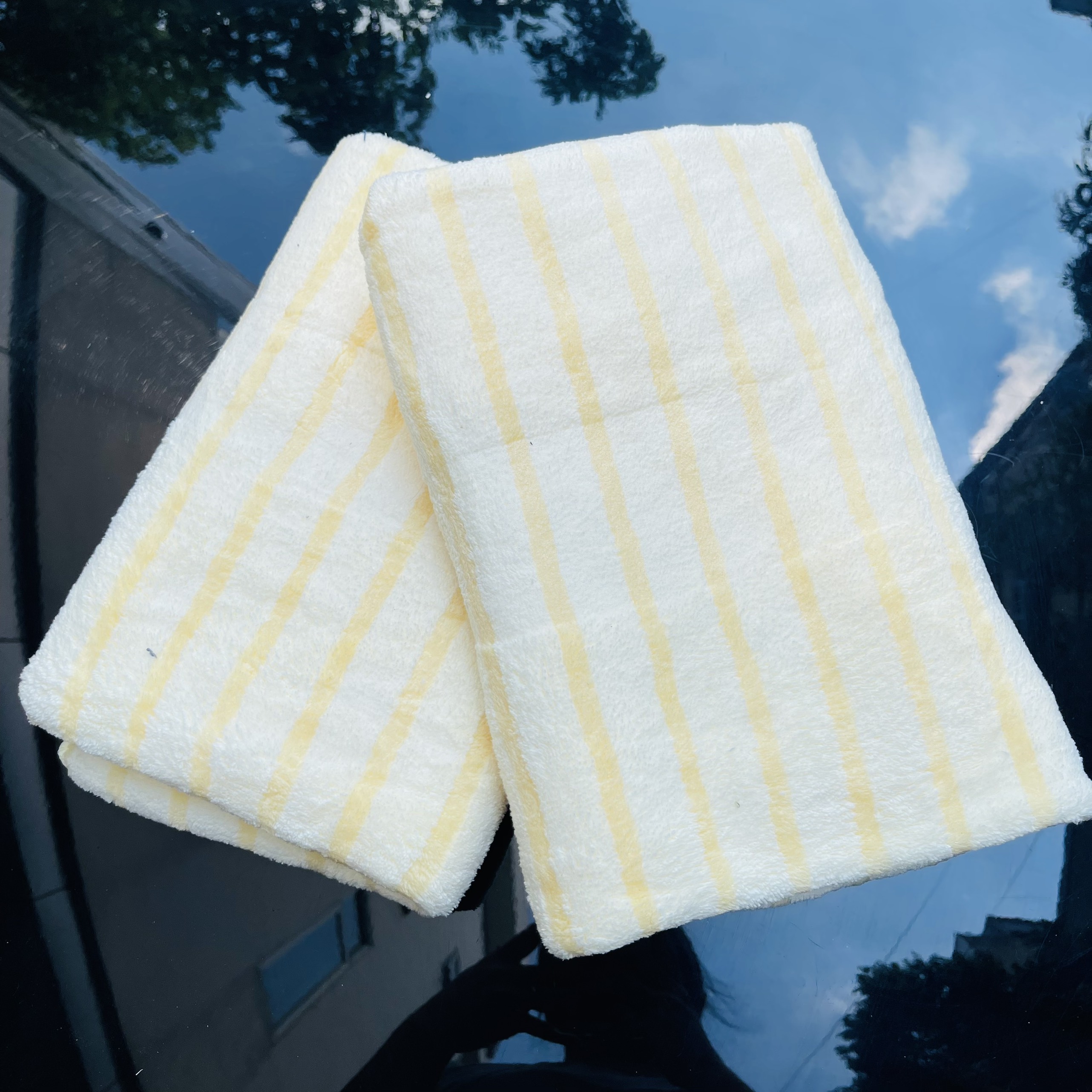 Khăn tắm lông cừu cao cấp, Kẻ sọc nổi, KT 50x100cm