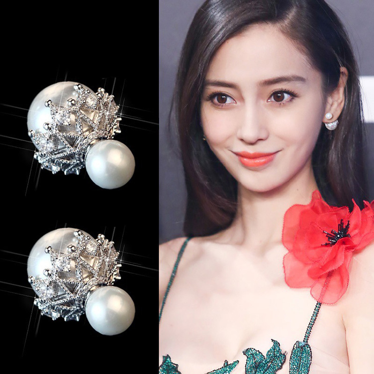 Bông tai hạt châu viền đá đeo được nhiều kiểu