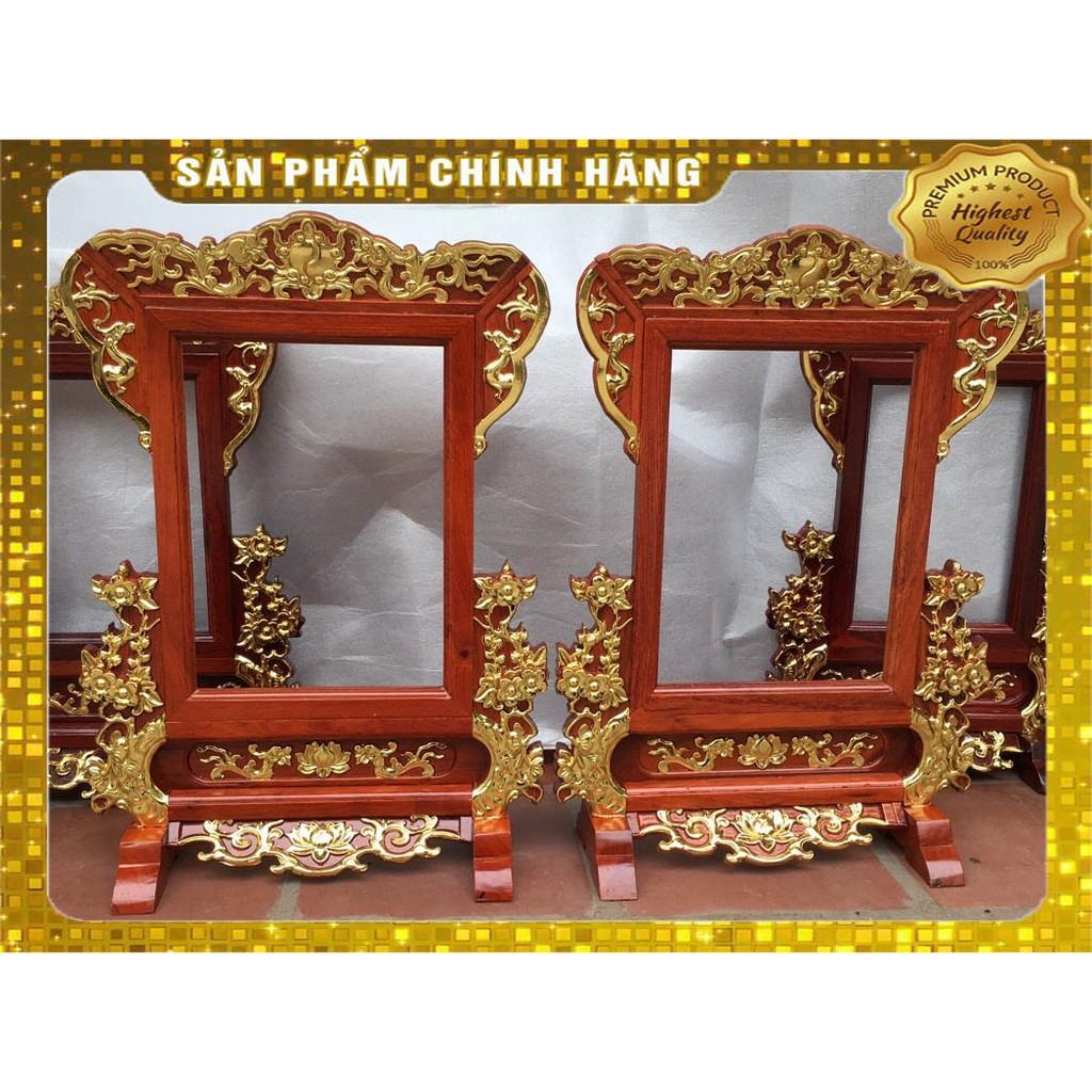 Khung ảnh thờ chạm rồng dát vàng