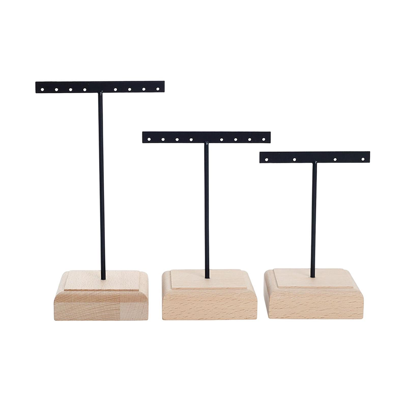 3x Earrings Display Stand Holder Wooden Base for Rings Tradeshow Shops