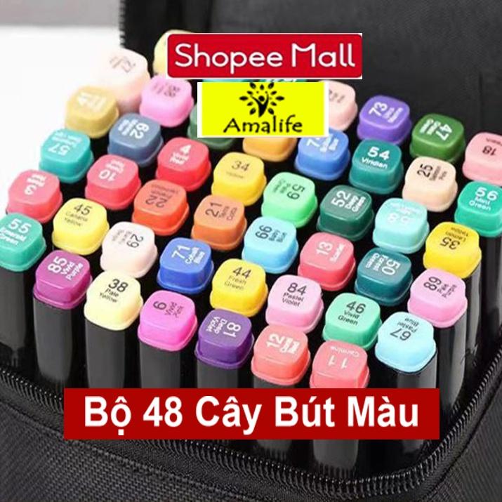 Bộ 48 Bút Màu Dạ Maker Touch 2 Đầu Họa Cụ Để Vẽ Tranh, Tô Màu, Vẽ Anime, Highlight, Take Note - Chính Hãng Amalife