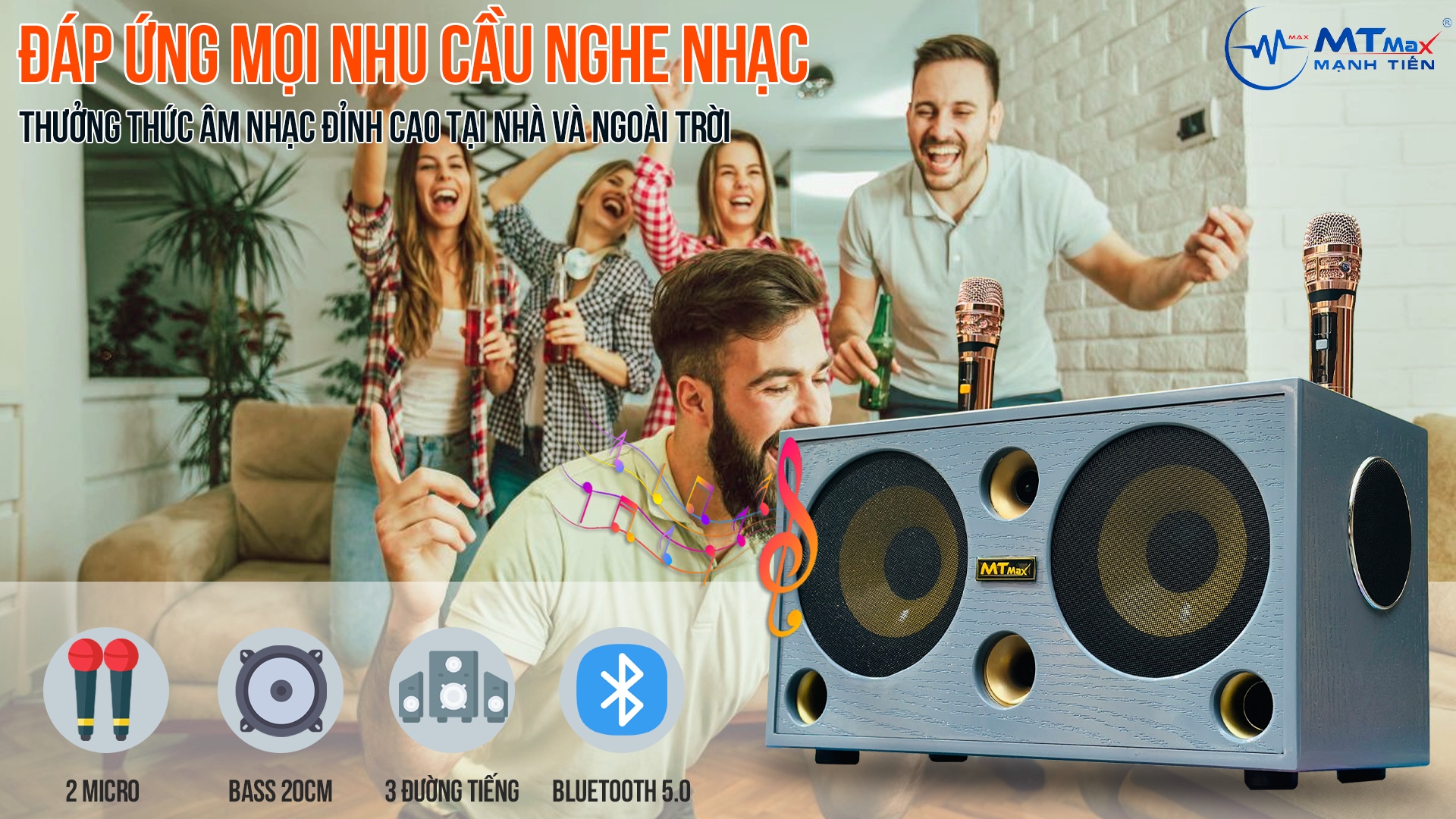 [ Tặng Kèm 2 Micro Không Dây ] Siêu Phẩm Loa Xách Tay MTMAX DK25 Pro Chính Hãng - Hệ Thống 6 Loa 3 Đường Tiếng Bass, Trung, Treble, Công Suất Khủng 400W, Âm Thanh Đa Hướng,  Bảo Hành 12 Tháng, Hàng Chính Hãng