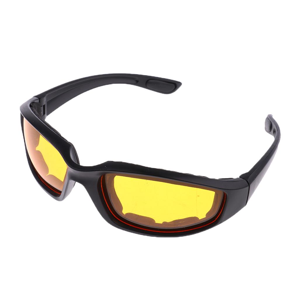 2xMotorcycle Windproof Dustproof Riding Glasses Padded Comfortable Yellow