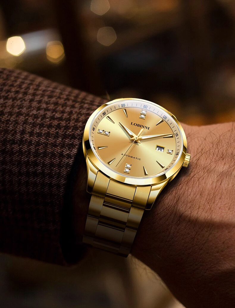 Đồng hồ nam chính hãng LOBINNI L19002-3, Chống nước 50m,Bh 24 tháng,Máy cơ Automatic,dây thép xịn