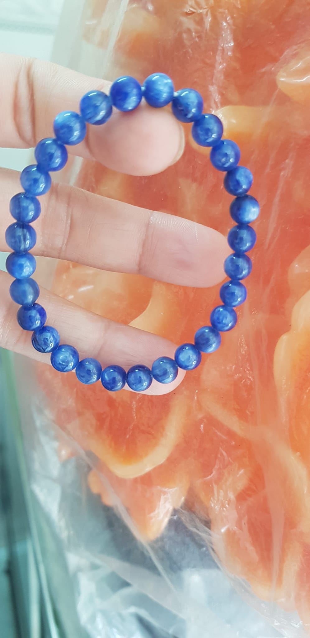 Vòng tay nữ đá  kyanite tự nhiên hay đá Sapphire nước xanh dương Đậm bóng đẹp 6mm nữ mệnh Thủy mệnh Mộc đeo ạ