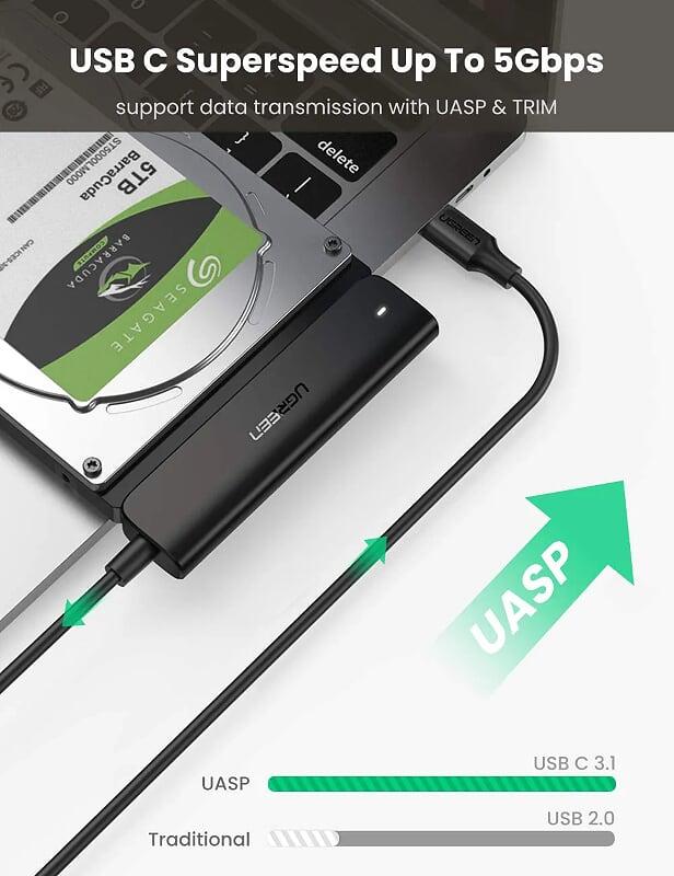 Ugreen UG70610CM321TK 0.5m 0.5m bộ đọc ổ cứng ssd usb type c ra 2.5 inch sata 50cm - HÀNG CHÍNH HÃNG