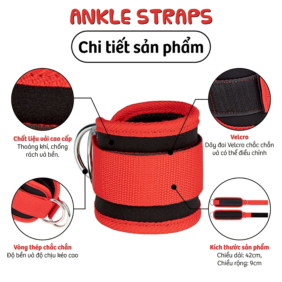 Dây đai đeo cổ chân tập gym Strength training ankle sleeve - 10