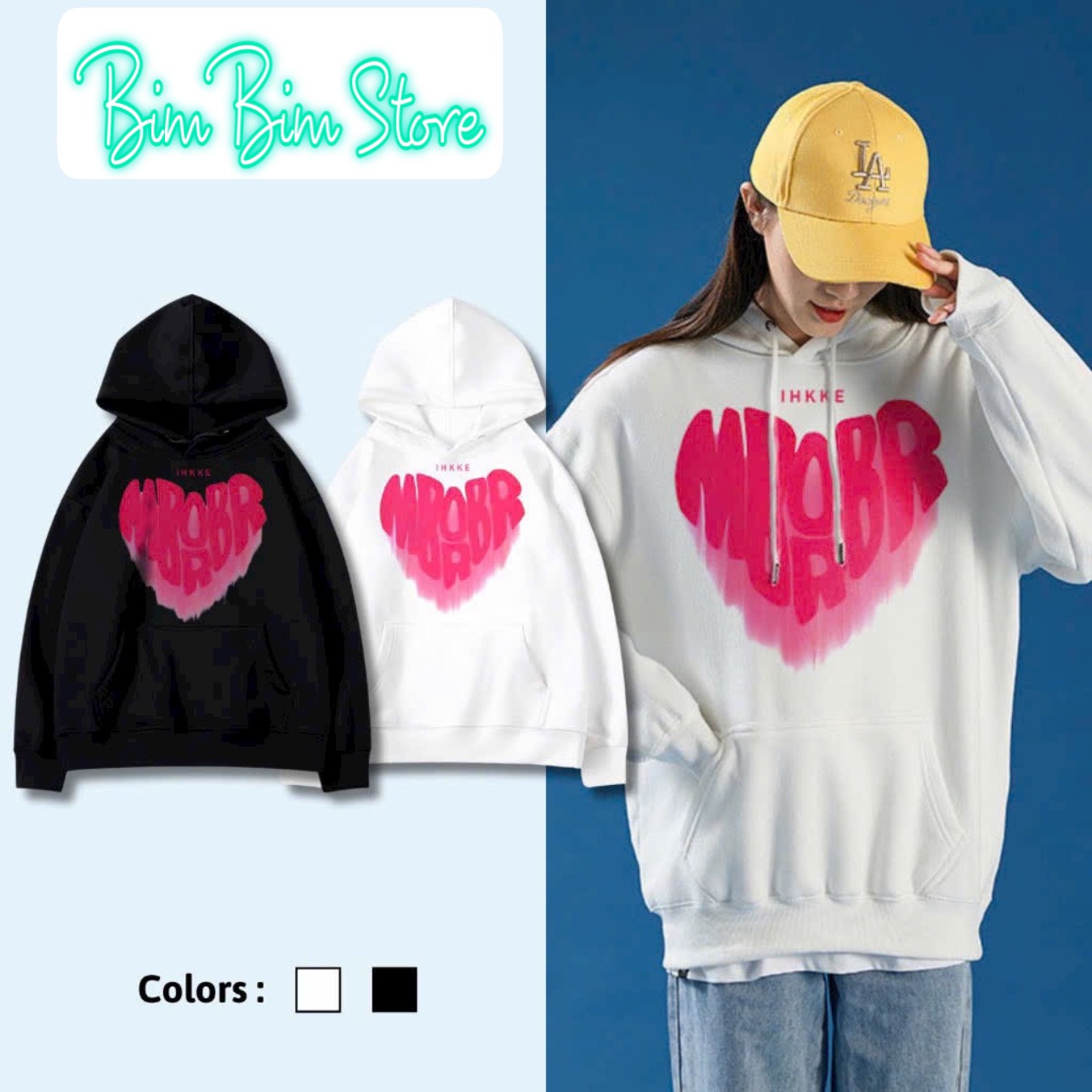 Áo hoodie in nổi tim cặp, nón rộng 2 lớp chính, form rộng 75kg, vải dày mịn, chống nắng tốt