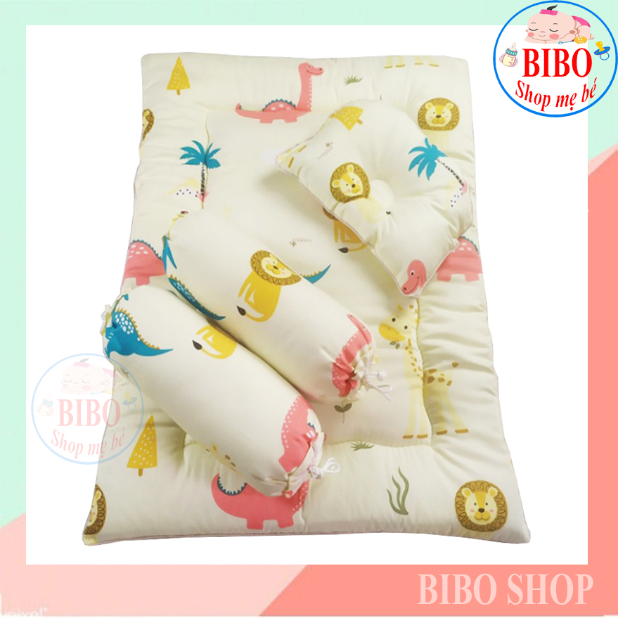 BỘ GỐI NỆM SƠ SINH CAO CẤP 100% COTTON CHO BÉ