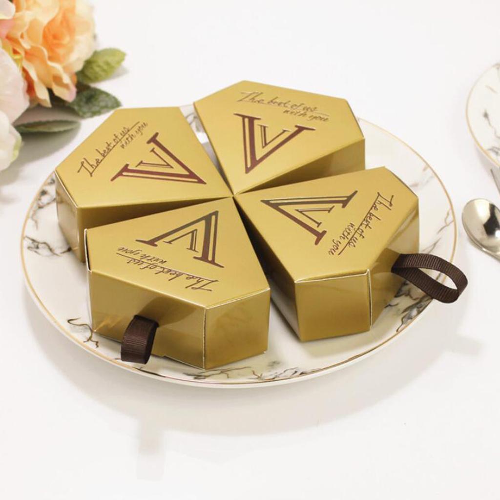 10 Pieces Diamond Candy Gift Box Wedding Favor Boxes with Ribbon