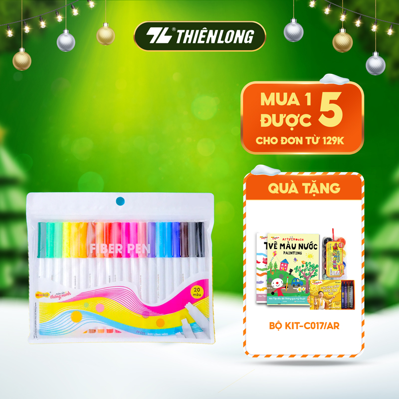 Bút lông màu Fiber Pen Thiên Long Colokit an toàn sử dụng tô màu, vẽ tranh, calligraphy, 20 màu basic FP-C03