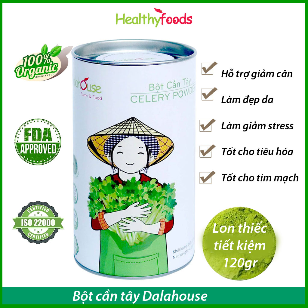 Bột Cần Tây Sấy Lạnh Nguyên Chất Dalahouse Lon 120gram Công Nghệ Sấy Lạnh Tiêu Chuẩn Châu Âu, Da Sáng, Dáng Thon, Thanh Lọc Cơ Thể - Hàng Chính Hãng