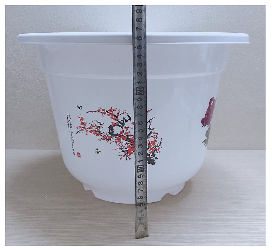 10 Chậu Nhựa BỐN MÙA AB460x360  Hình Tròn Màu Trắng Trồng Hoa, Cây Cảnh Kích Thước: 37x27  Cm