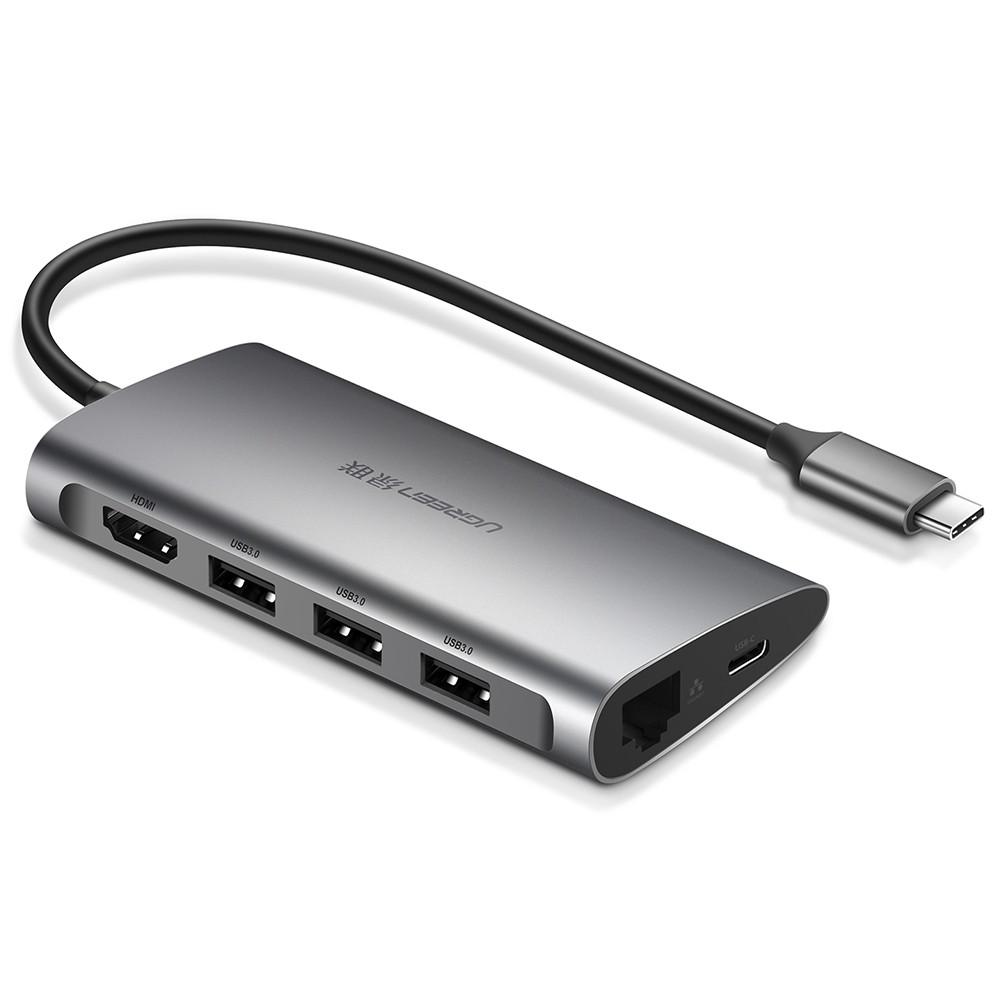 Cáp USB type-C to HDMI/USB 3.0/SD/TF/Lan chính hãng Ugreen 50538