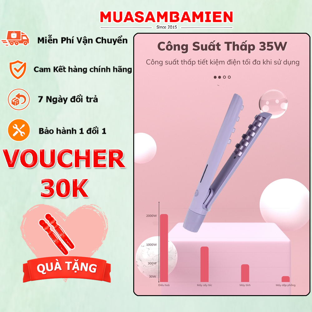 Máy Bấm Tóc, Dập Phồng Chân Tóc Chân Vuông 2in1, Mềm Mượt, Không Gãy Tóc Bảo Hành 1 Đổi 1