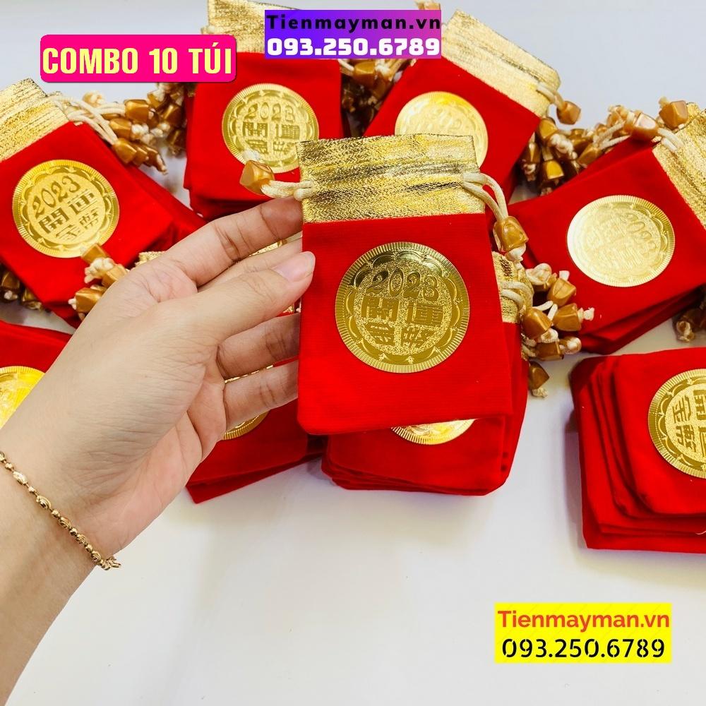 10 túi gấm đỏ 2023 dùng để đựng trang sức, vòng tay, đồng xu, vật phẩm phong thuỷ - PASA COLLECTION