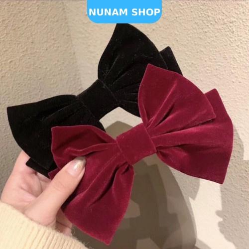 Kẹp tóc nơ nhung size lớn màu cực xinh phong cách tiểu thư , nàng thơ Nunam shop