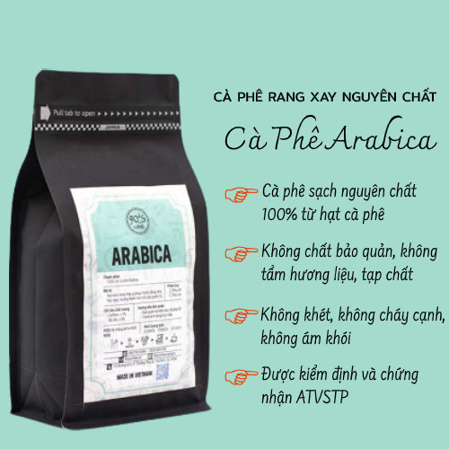 Cà Phê Arabica Rang Xay Nguyên Chất - Dạng Bột - 90S Coffee Vietnam - 100% Cà Phê Sạch Cao Cấp