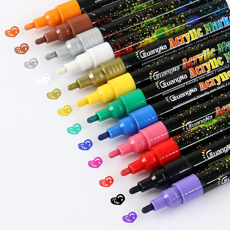 Sơn Acrylic Bút, Bút Sơn, 12 Màu Sơn Vĩnh Viễn Bút Đánh Dấu Cho Đá, Gốm Sứ, Thủy Tinh, Gỗ, Vải Bố