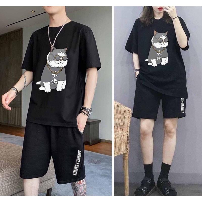 ĐỒ BỘ NAM FREESHIP ĐỒ BỘ THỂ THAO IN HÌNH CON MÈO ĐEO MẮT KÍNH SIÊU NGẦU