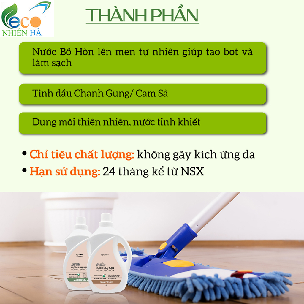 Nước lau sàn ECOCARE PREMIUM 4L tinh dầu thiên nhiên, nước lau nhà đuổi muỗi, chống trượt