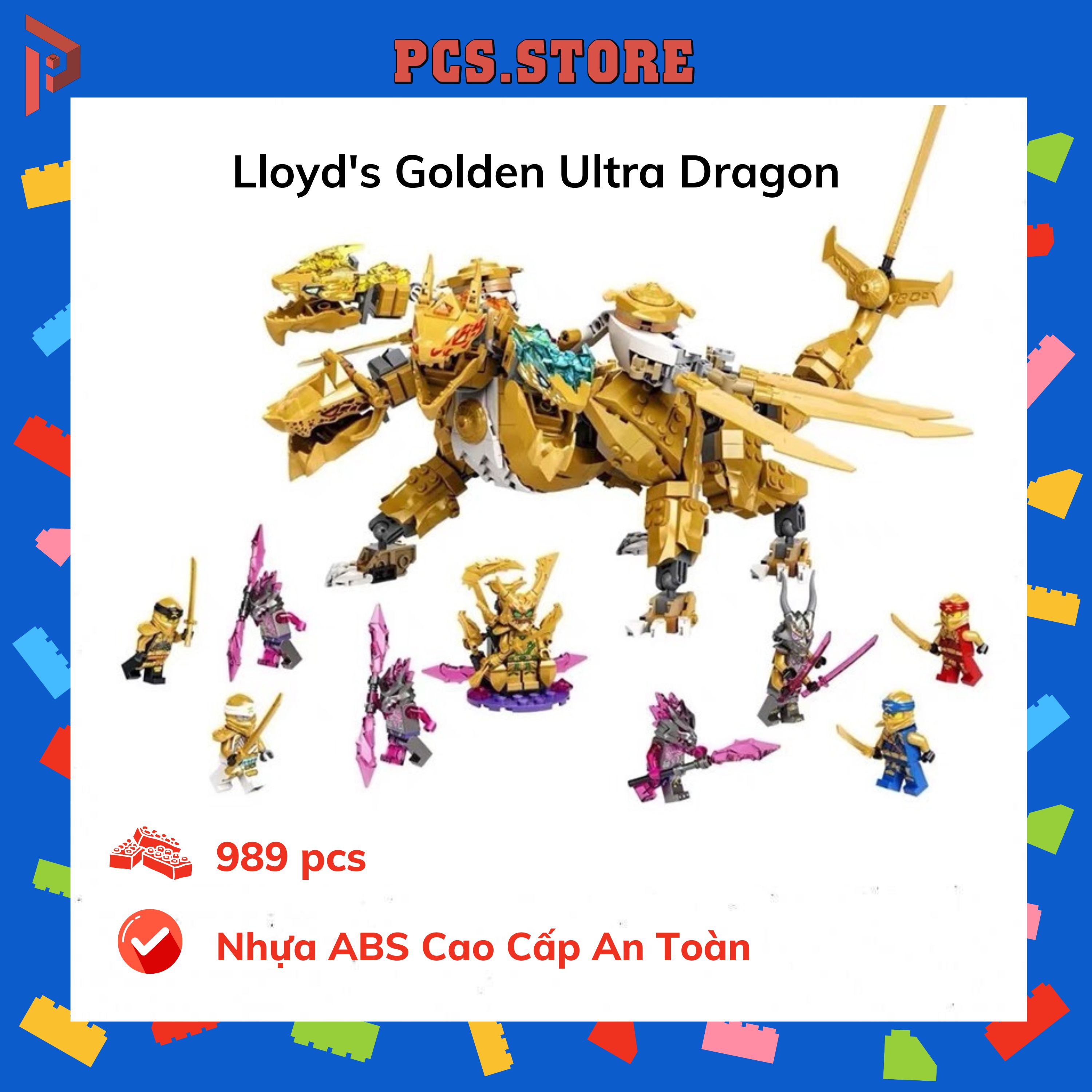 Đồ Chơi Lắp Ráp Ninja 71774 Lloyd's Golden Ultra Dragon - Rồng vàng 4 đầu 989 Chi Tiết - PCS STORE
