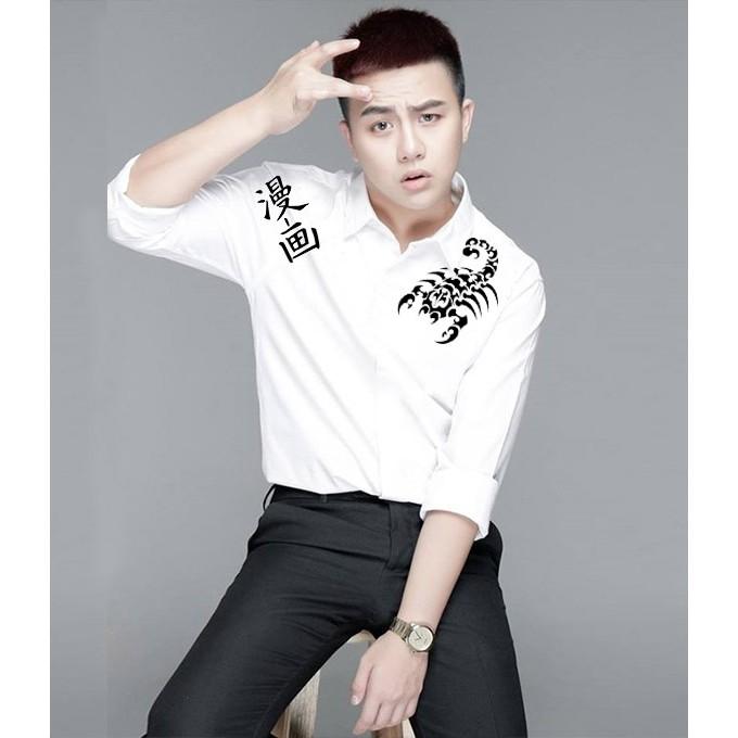 Áo sơ mi nam trắng tay dài họa tiết chim két cao cấp | sơ mi họa tiết đẹp | hàng chất