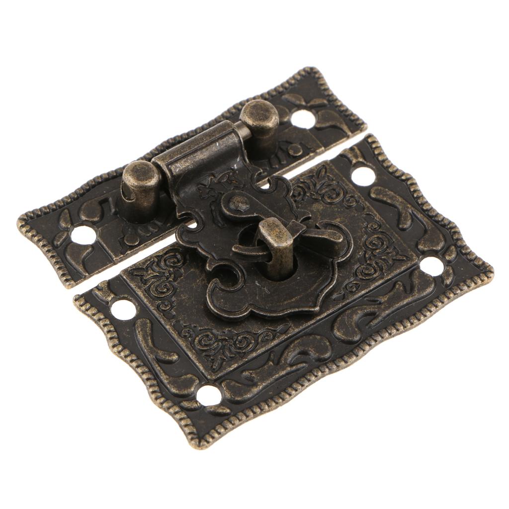 2xAntique Bronze Jewelry Wooden Box Latch Lock Decorative Hasp Lock Buckle Pin