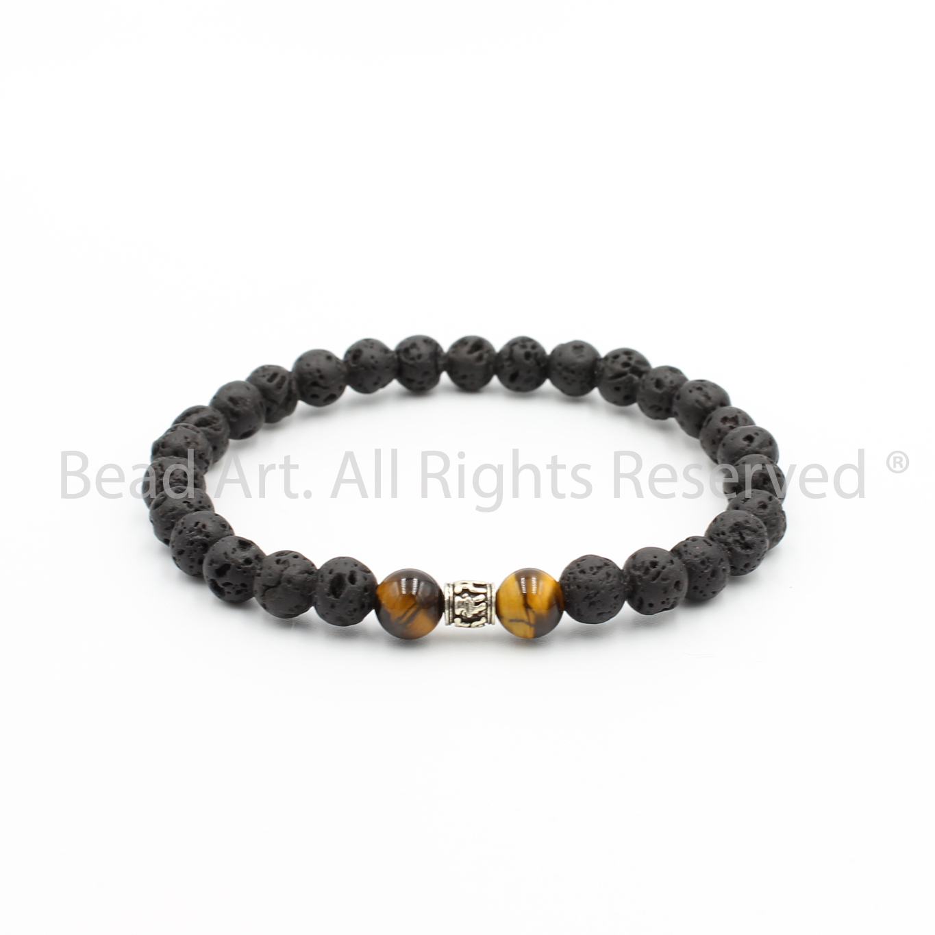 Vòng Tay 6MM Đá Dung Nham Núi Lửa Tự Nhiên, Black Lava, Mệnh Thuỷ, Mộc, Vòng Tay Phong Thuỷ, Chuỗi Hạt - Bead Art