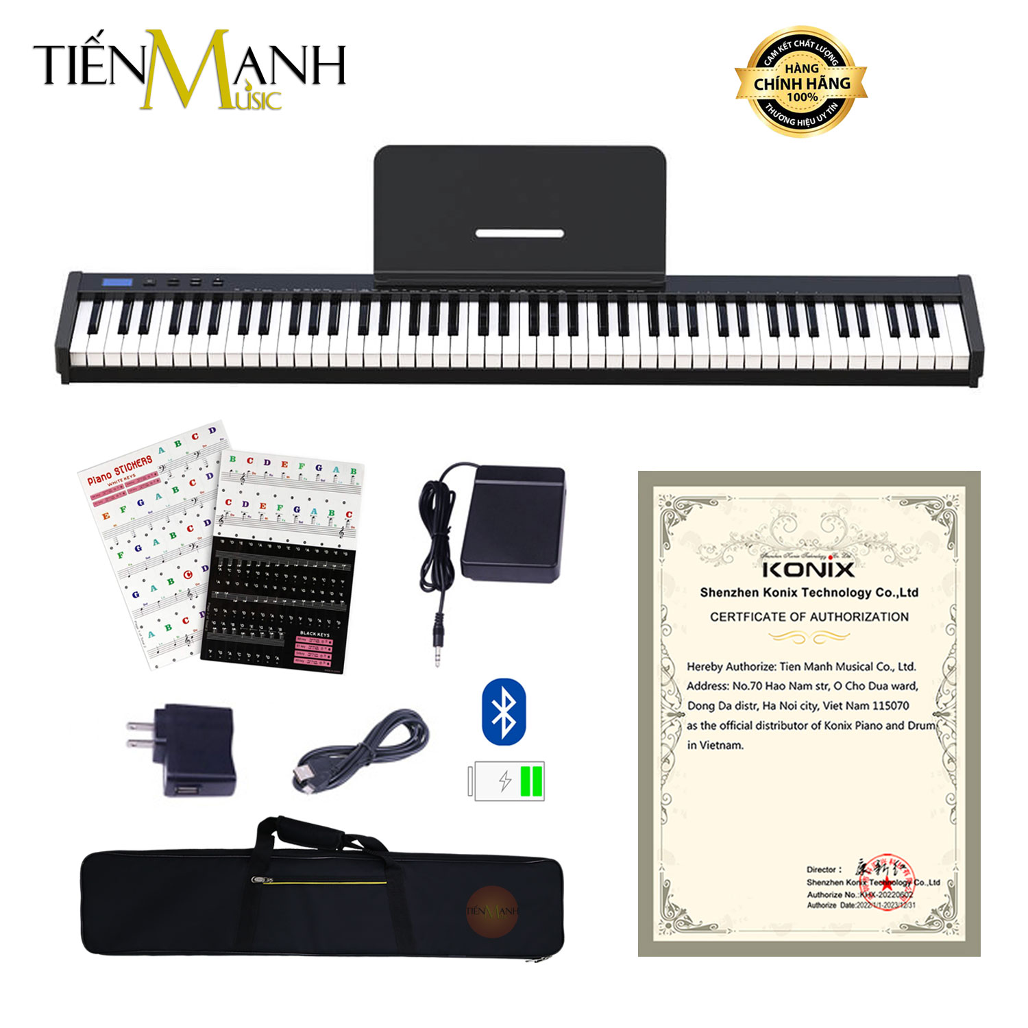 [New Model, Tặng Sticker] Đàn Piano Điện Konix PH88S - 88 Phím nặng Cảm ứng lực Có Loa, Bluetooth, Pin sạc PH88 Hàng Chính Hãng