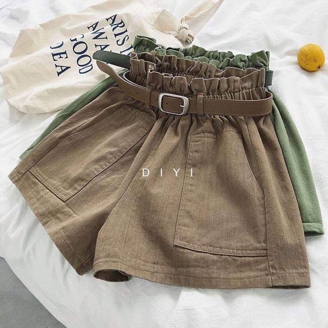 Quần short kaki ống rộng TẶNG KÈM THẮT LƯNG