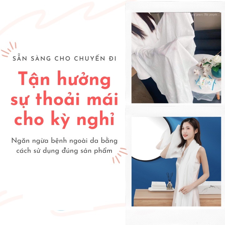 Khăn Tắm Viên Nén Du Lịch Cotton (70x140cm) Nhỏ Gọn Tiện Dụng