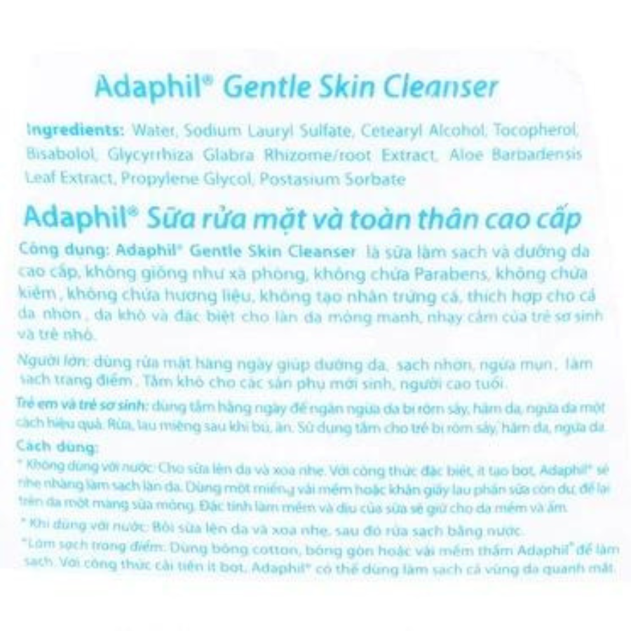 Sữa Rửa Mặt Và Toàn Thân Cao Cấp Gamma Chemecals Adaphil 125ml