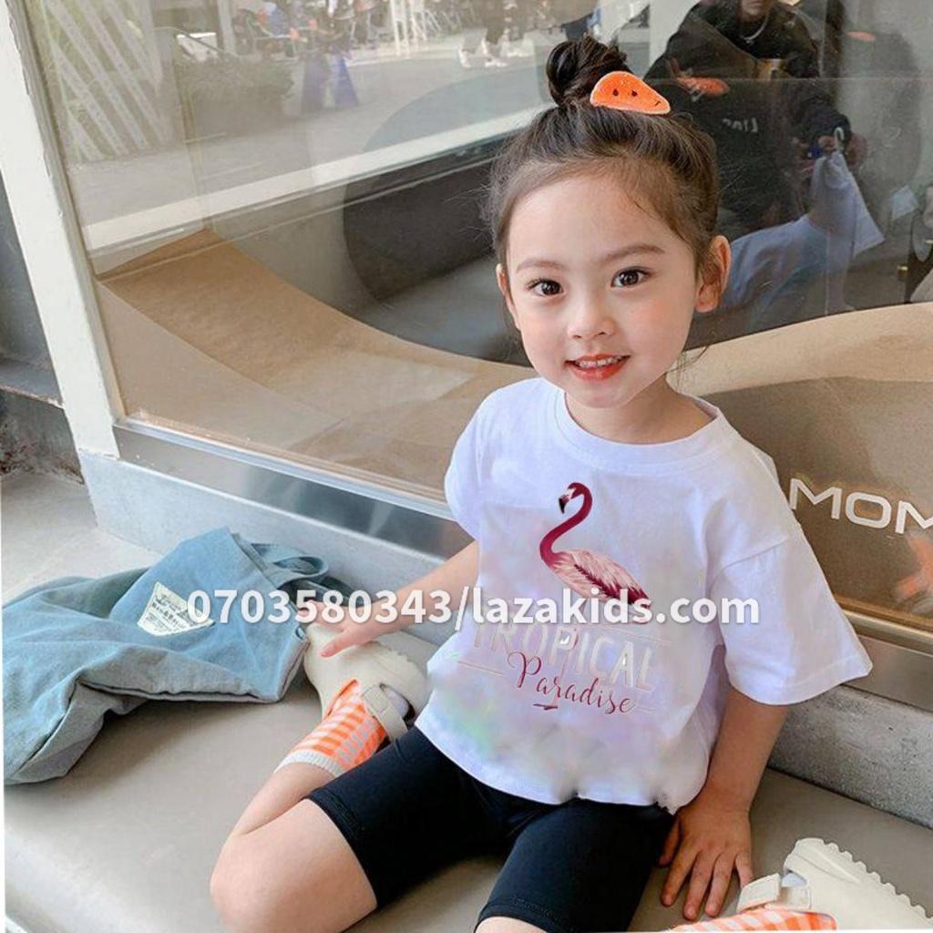 Đồ bộ bé gái size đại 25kg 30kg 40kg 45kg in HỒNG HẠC mặc siêu xinh dễ thương cotton 100% LAZAKIDS