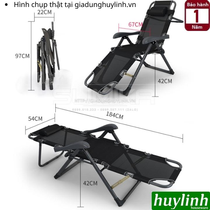 Giường - ghế xếp gấp thư giãn Sumika 168 - Kèm nệm - Tặng khay để ly - Tải trọng 300kg - Hàng chính hãng