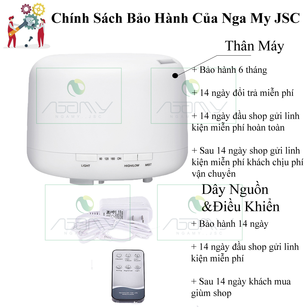 [Hàng Chính Hãng] Máy Xông Tinh Dầu Phun Sương Tạo Ẩm Hình Trụ Dung Tích 550ml Có Điều Khiển , Chế Độ Hẹn Giờ 1h/3h/6h/on Đèn Led 7 Màu Phun Sương Tạo Âm Trong Phòng Điều Hòa