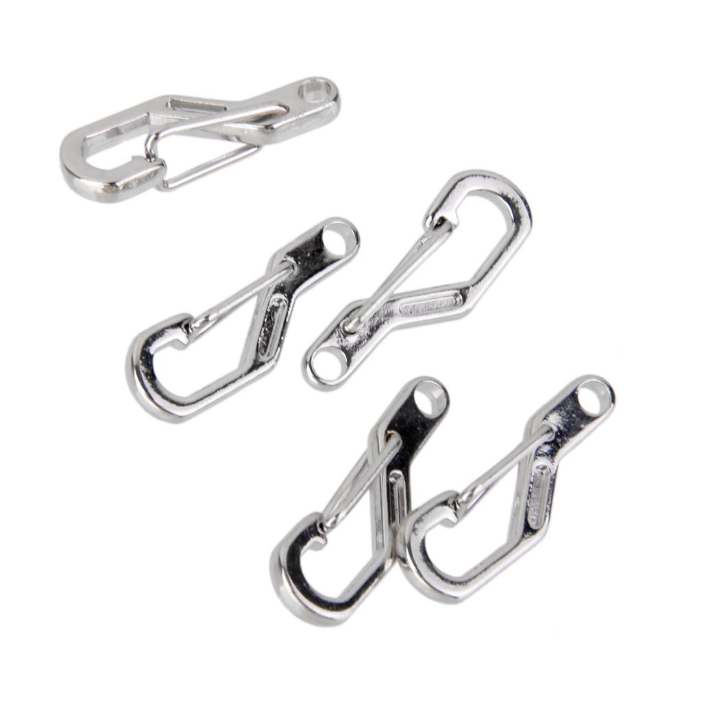 5pcs D Ring Climbing Hanging Buckle Snap Keychain Carabiners - Silver