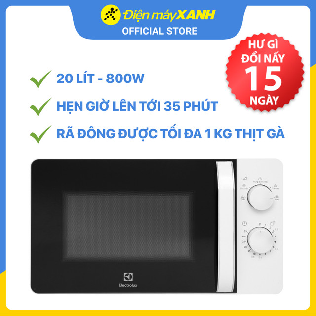 Lò vi sóng Electrolux EMM20K18GW 20 lít - Hàng chính hãng