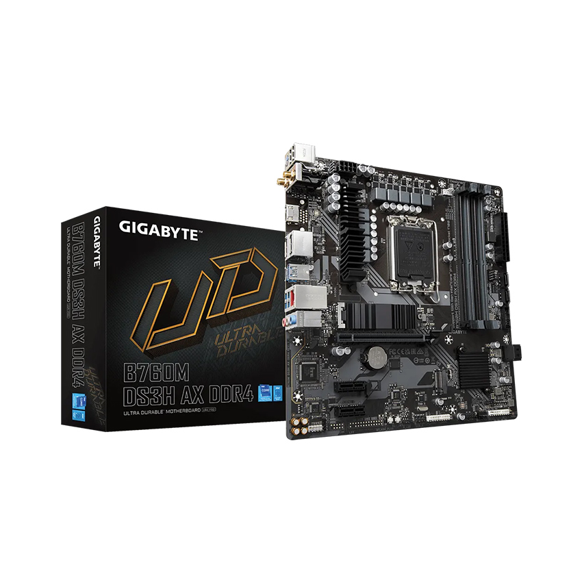 Mainboard Gigabyte B760M DS3H AX DDR4 (Intel B760, Socket LGA1700, M-ATX, 4 khe RAM DDR4) - Hàng Chính Hãng