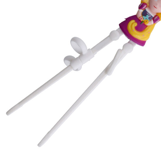 Set 3 món muỗng, đũa tập ăn inox 3D kèm hộp đựng hình công chúa Princess Rapunzel màu hồng cho trẻ em bé gái - 118VNDP2194
