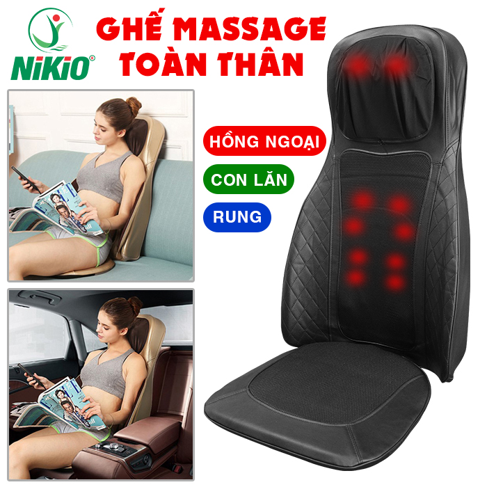 Ghế massage toàn thân Nikio NK-180 - Màu Đen - Dùng được trên ô tô