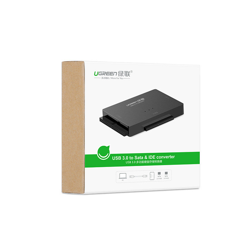 Bộ chuyển đổi USB 3.0 to SATA , 3.5 IDE và 2.5 IDE kèm nguồn 12V-2A- UGREEN US160 - 30353 - Hàng Chính Hãng