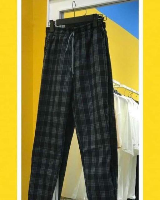 QUẦN SỌC CARÔ XANH ĐEN - PLAID PANTS KAKI UNISEX