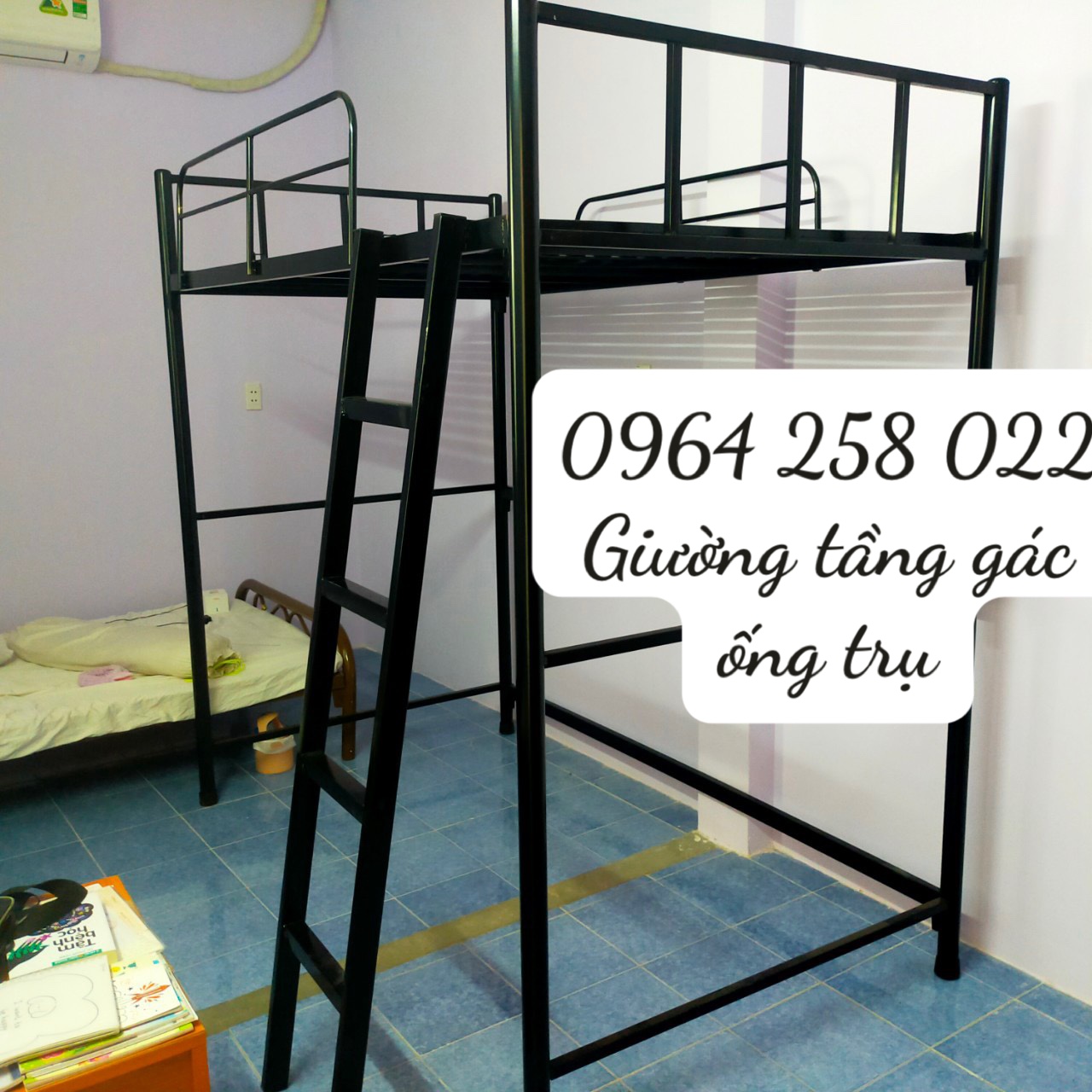 Giường tầng gác khung trụ 1m2x2m