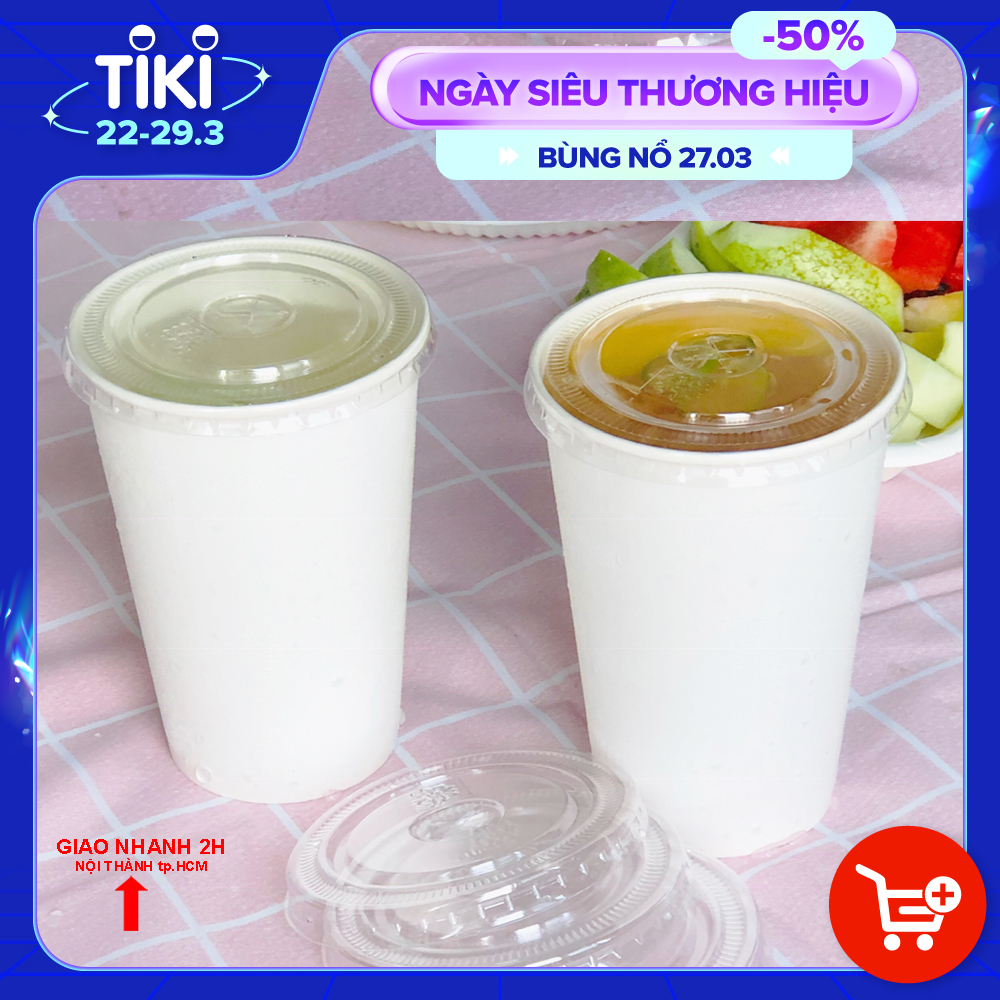 50 Ly Giấy Trắng KETILO Cao Cấp 500ml (~16oz) Kèm Nắp Bằng Chắc Chắn Cứng Cáp Tiện Lợi - HÀNG CHÍNH HÃNG LG004