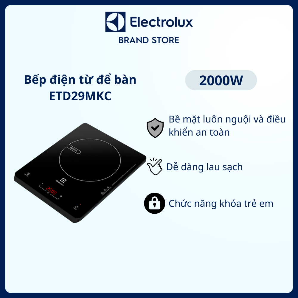 [Tặng Nồi Lẩu] Bếp từ đơn Electrolux 2000W - ETD29MKC - Bảo hành 2 năm toàn quốc [Hàng chính hãng]