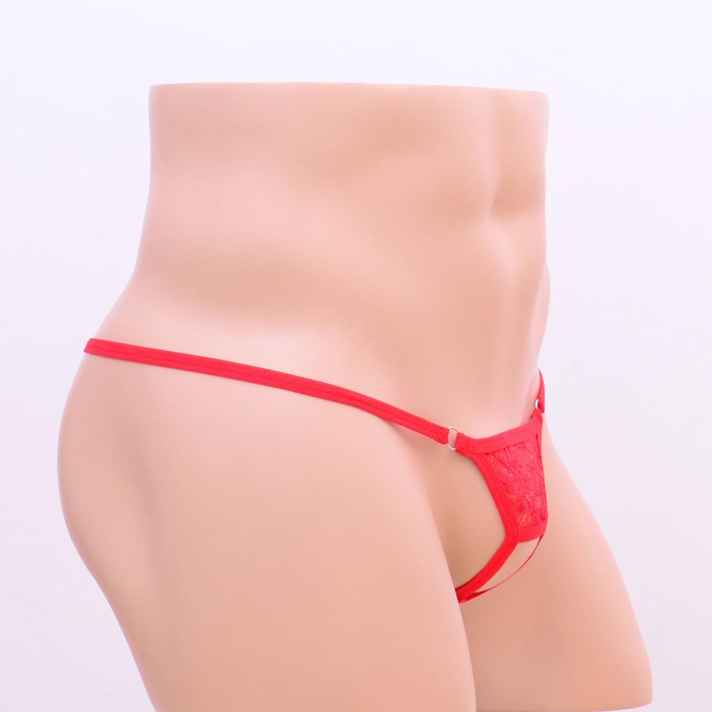 2-7pack Men's Open Front Breathable G-String Underwear Pouch Brief Thong Red