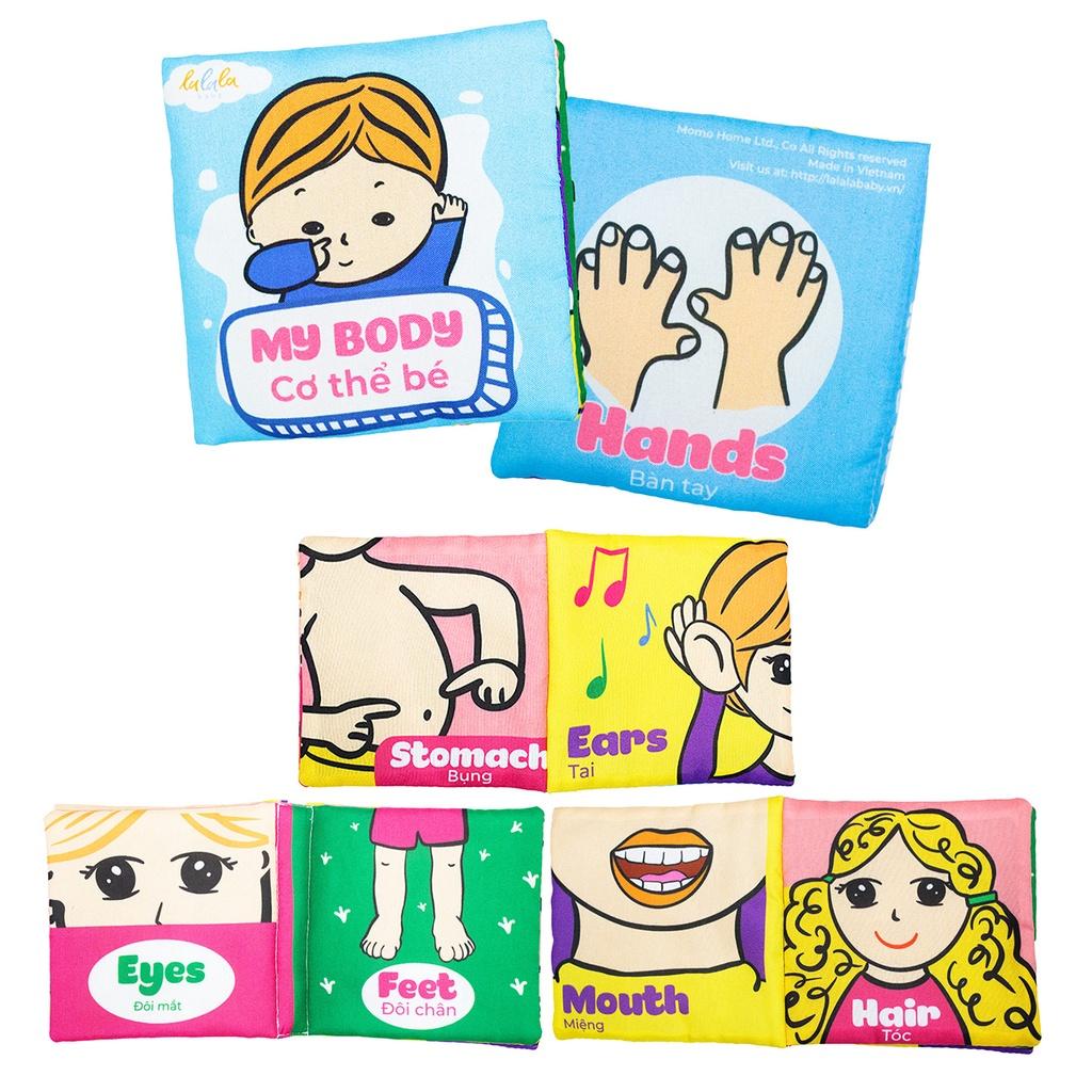Bộ 4 sách vải mini Lalala baby, có âm thanh, an toàn cho bé gặm, có thể giặt, dưới 3 tuổi