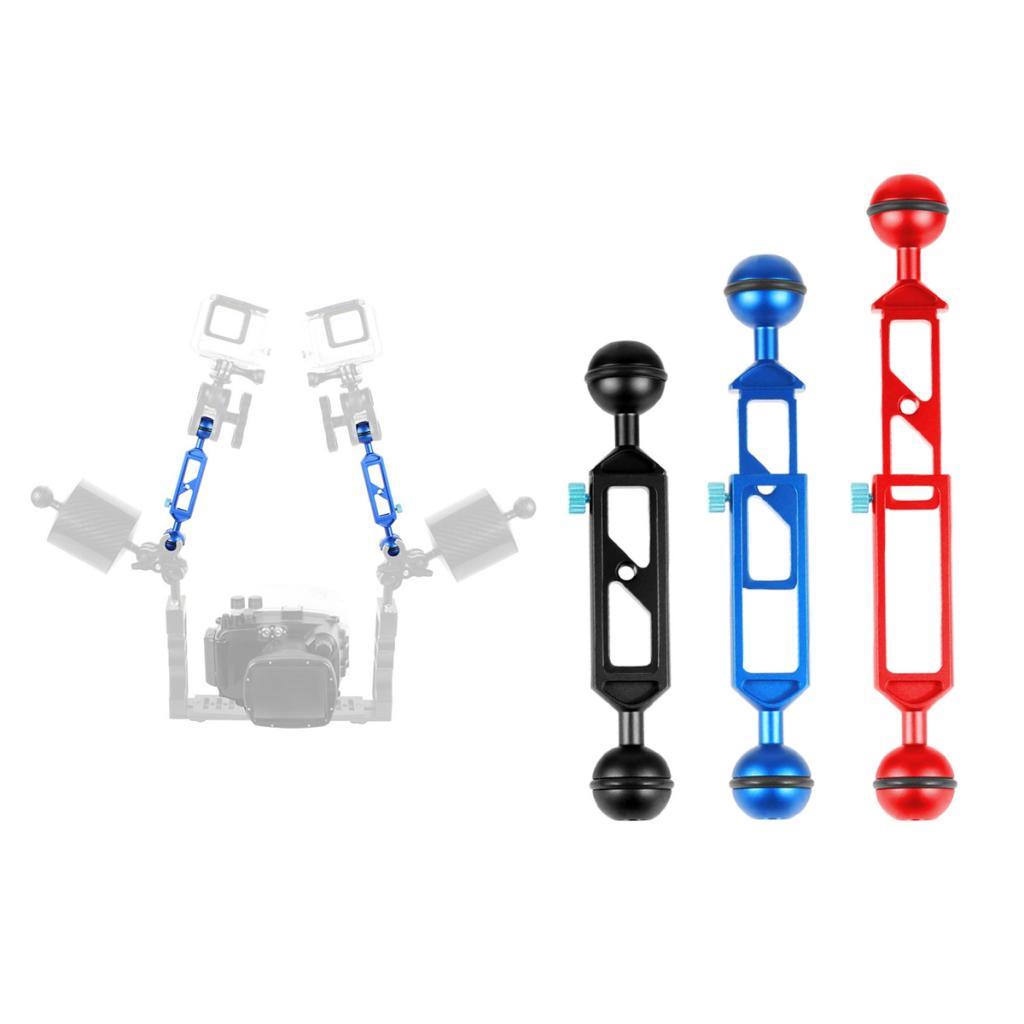 Camera Diving  Light Carbon Fiber Double Ball Head Lamp Arm 1" inch Black